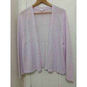 J jill womens large linen viscose  open knit lavender purple cardigan topper